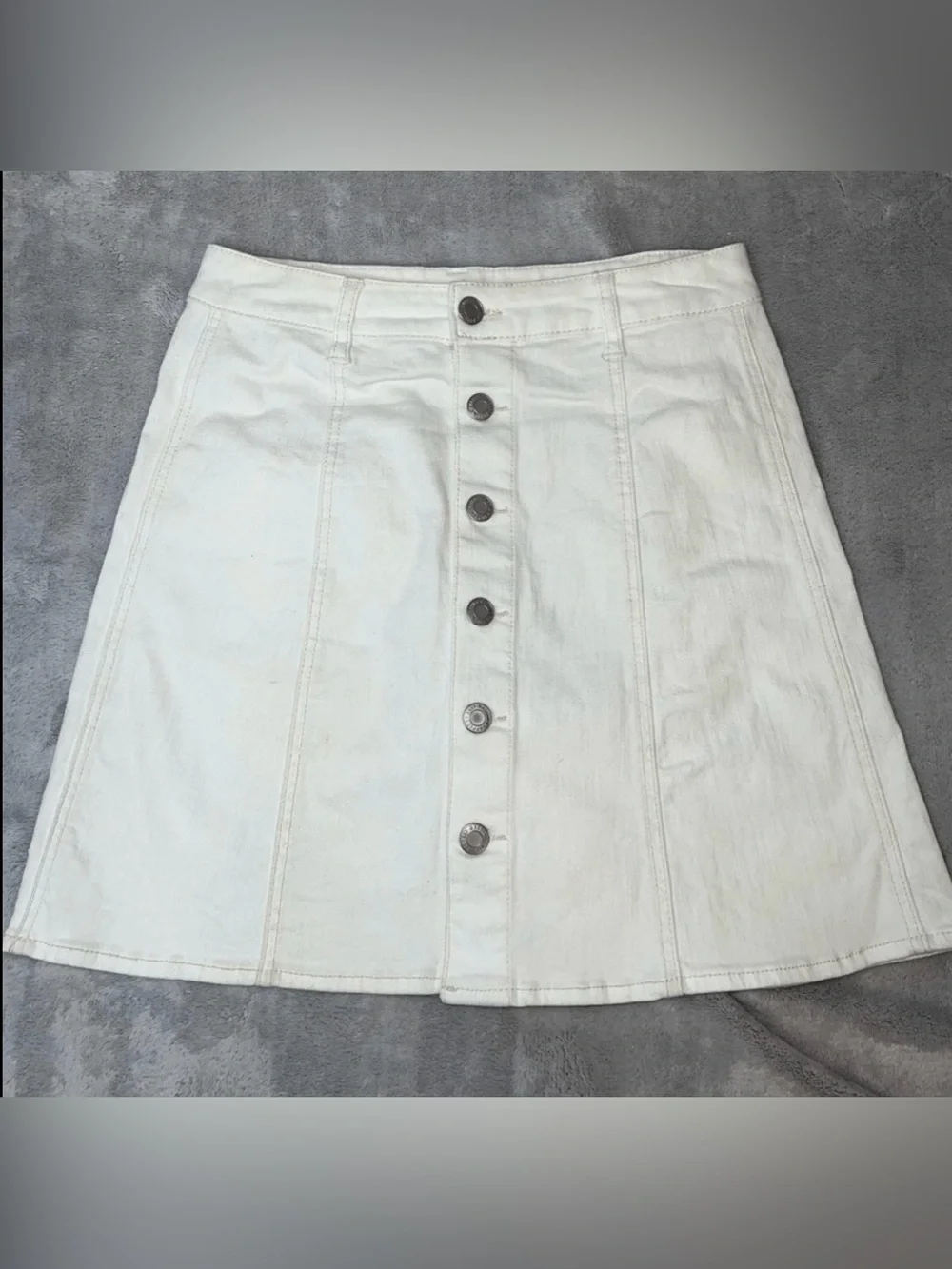 ✨White Denim Mini Button-Front Skirt Summer Style